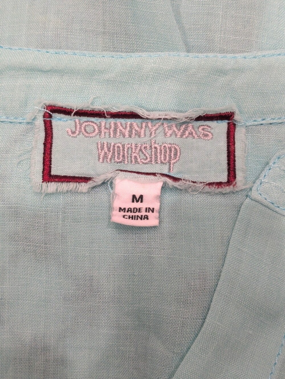 Johnny Was Geniveve Voyager Embroidered Tunic Top Blue V-Neck Long Sleeve Size M - Picture 4 of 7